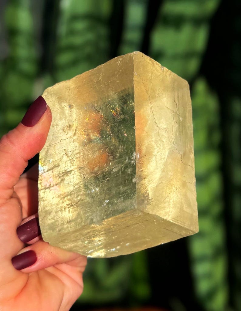 Optical Calcite Crystal Cube W/ Rainbows - XL - Viking's Sunstone - Etsy