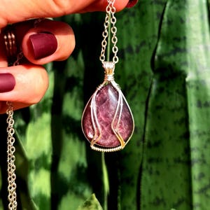 Lepidolite Necklace - AAA grade - for Calming Stress & Anxiety - in sterling silver - lepidolite crystal - crystal necklace