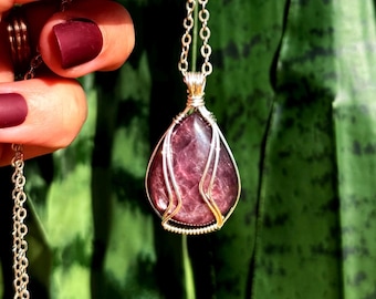 Lepidolite Necklace - AAA grade - for Calming Stress & Anxiety - in sterling silver - lepidolite crystal - crystal necklace