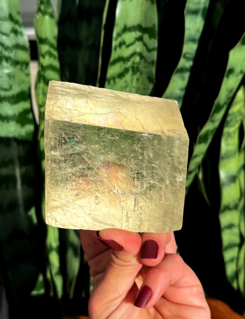 Optical Calcite Crystal Cube W/ Rainbows - XL - Viking's Sunstone - Etsy