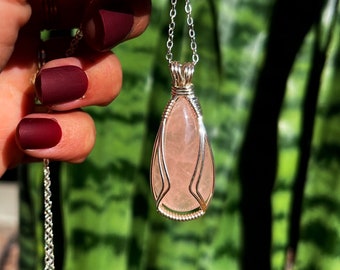 Rose Quartz Crystal Necklace for Drawing in Love of ALL kinds - love necklace - quartz necklace - pink crystal necklace