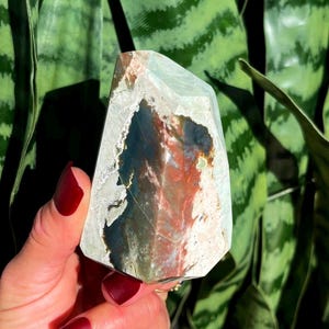 Unicorn Jasper crystal point  - Unicorn stone - rare crystal combo - Lepidolite, Pink Tourmaline, Clevelandite and Smoky Quartz