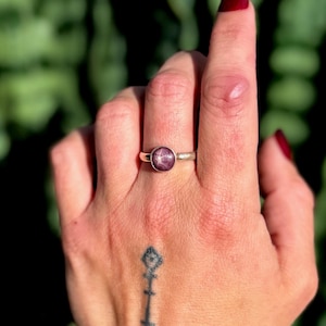 Star Ruby ring in sterling silver (size 7.5) - rare Ruby with star asterism - rare gemstone ring