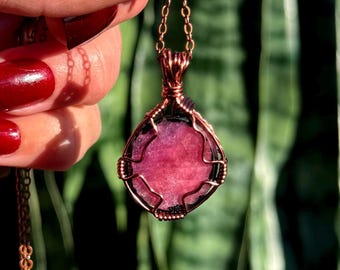 Ruby Necklace - for increased passion & vitality - Heart Chakra Crystal - Ruby slice