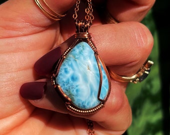 Larimar Necklace - Throat Chakra Stone - Soulmate Stone