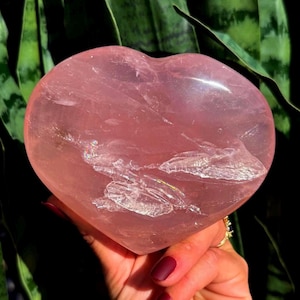 Rose Quartz Heart w/ rainbows - for drawing in love of ALL kinds - Healing Crystal - self love crystal - crystal heart