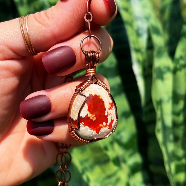 Fire Opal Necklace (Mexican) for Passion & Creativity - crystal necklace - Opal jewelry