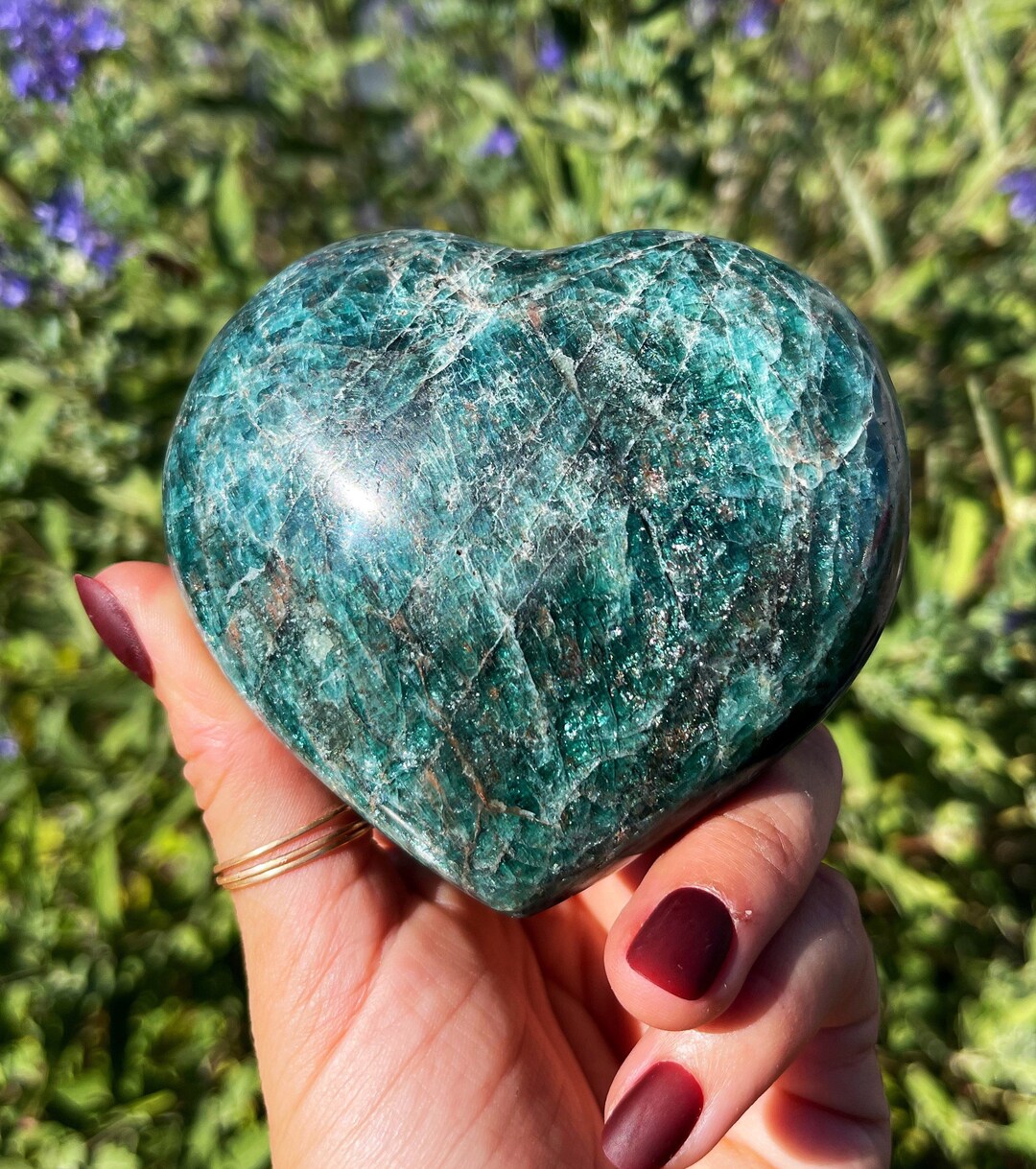 Blue Apatite Heart Crystal Third Eye Chakra Crystal for Deepening