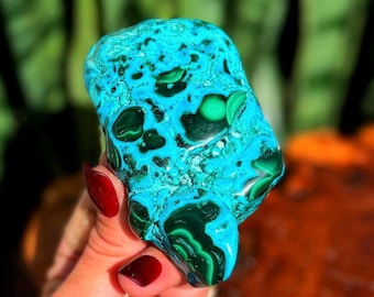 Chrysocolla Crystal with Malachite - for healing, peace, and compassion - rare crystal combo - malachite crystal - healing crystal
