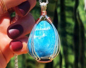 Blue Apatite Necklace - Third Eye Chakra crystal for deepening intuition