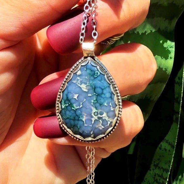 Grape Agate necklace in sterling silver - for spiritual wisdom, growth, and deeper intuition - grape agate crystal - rare crystal