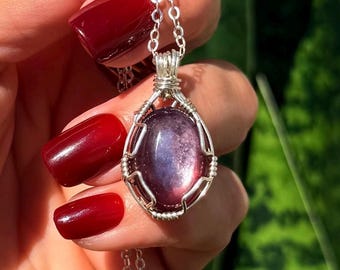 Collana di lepidolite - grado AAA - cristallo di lepidolite