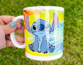 Personalized Stitch Mug - Lilo and Stitch Tie Dye Design