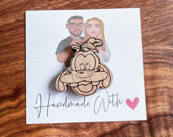 Laser Engraved Goofy Wood Pin - Disney Collector Pin