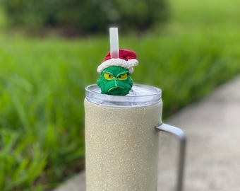 Grinch straw topper