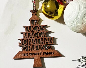 Family Name Christmas Tree Ornament, Family Name Tree Ornament, Custom Family Ornament, Christmas Tree Name, 2023, Personalized Ornaments