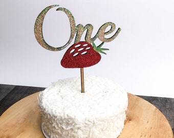 One Birthday Cake Topper - One Strawberry Birthday Cake Topper - Birthday Cake Topper - Strawberry Birthday - First Birthday
