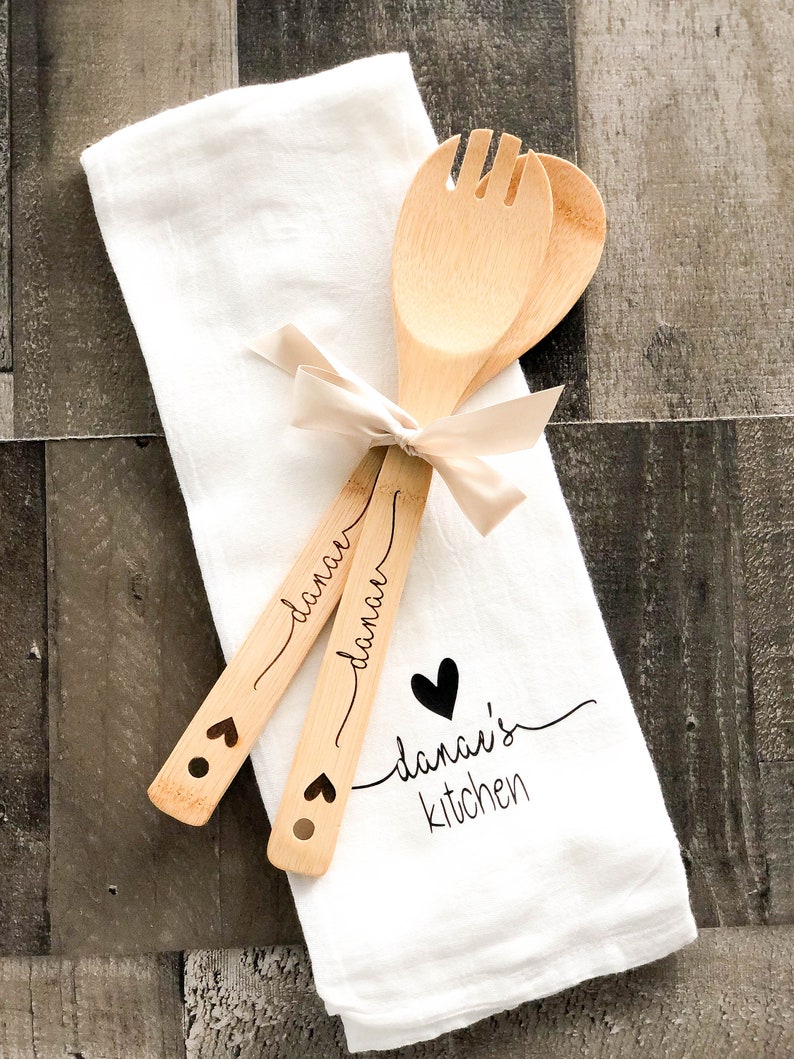 Personalized Kitchen Towel & Utensil Set Monogram Kitchen Etsy
