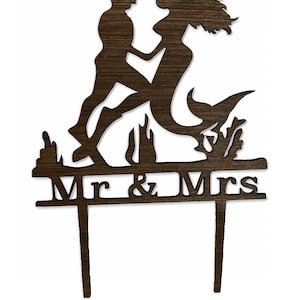 Scuba Diver and Mermaid Cake Topper - Wedding Cake Topper - Mr & Mrs Wedding Cake Topper - Diver and Mermaid Cake Topper