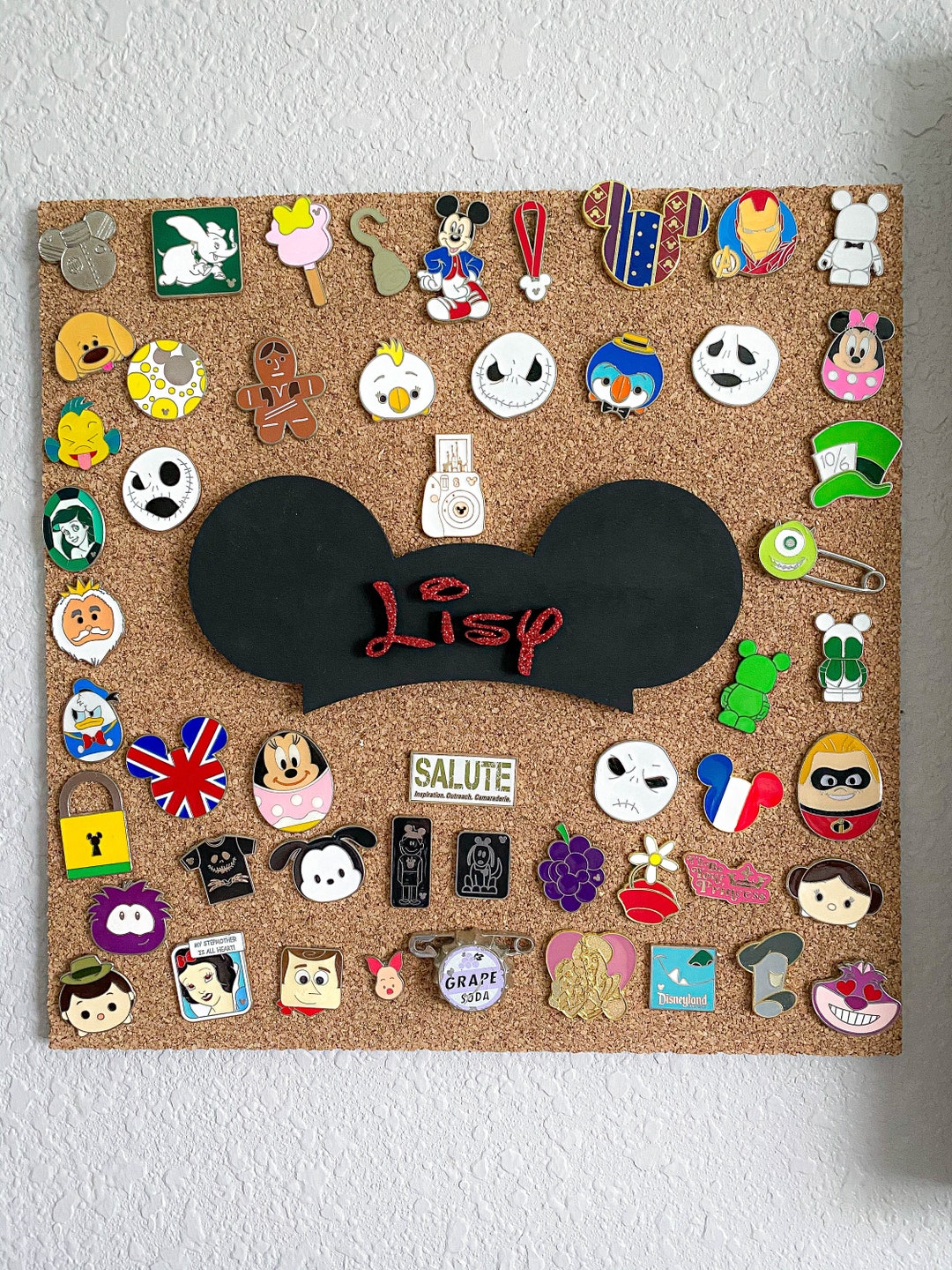 Mickey Mouse Cork Boards. Mickey Pin Display. Disney Pin Board, Mickey Pin  Board. Black Mickey Pin Display. Painted Mickey Cork Board 