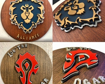 World of Warcraft - Horde Sign - Alliance Sign - World of Warcraft Decor - Horde or Alliance Emblem Faction Signs - Gamer Gear - Warcraft