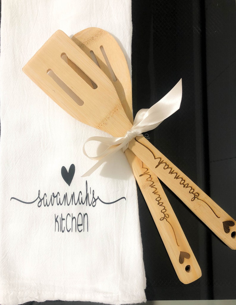 Personalized Kitchen Towel & Utensil Set Monogram Kitchen Etsy