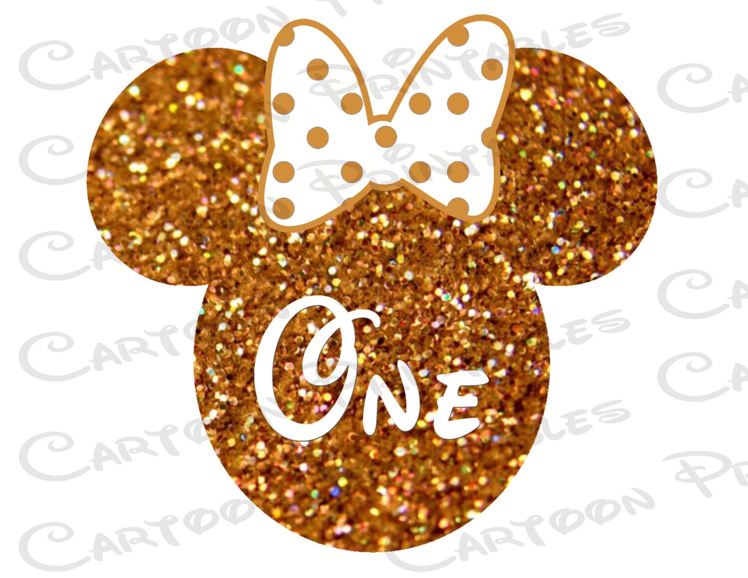 minnie mouse head gold glitter number one image use as etsy