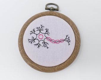 Pink Neuron Embroidered Hoop Art Ornament