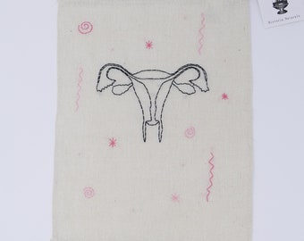 Embroidered Uterus Ovaries Banner Wall Hanging