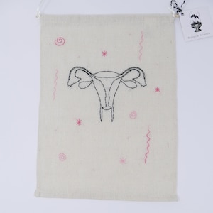 Embroidered Uterus Ovaries Banner Wall Hanging
