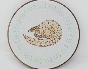 Pangolin Embroidery PDF Pattern Digital Download Endangered animals Pangolins