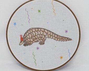 Pangolin Embroidery PDF Pattern Digital Download Endangered animals Pangolins