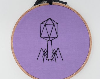 Bacteriophage Virus Embroidered Hoop Art Ornament