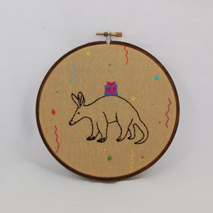 Aardvark fiesta animal bordado aro arte
