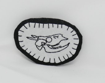 Embroidered Black and White Deer Skull Patch
