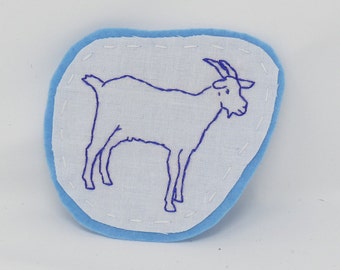 Geborduurde Blauwe Geit Patch