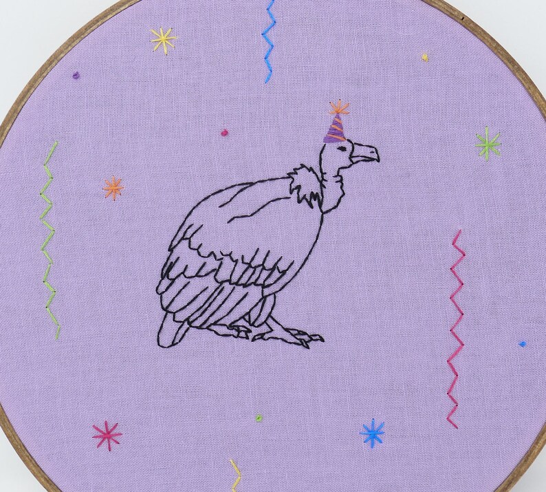 Party Vulture Embroidered Hoop Art
