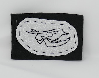 Embroidered Black and White Deer Skull Patch