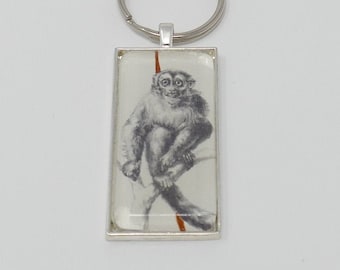 Monkey Vintage Illustration Keychain