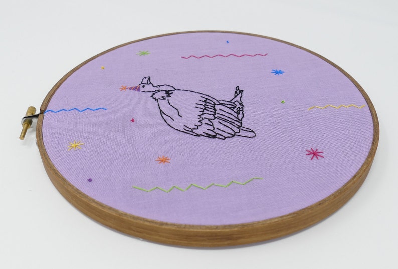 Party Vulture Embroidered Hoop Art