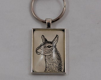Llama Vintage Illustration Keychain