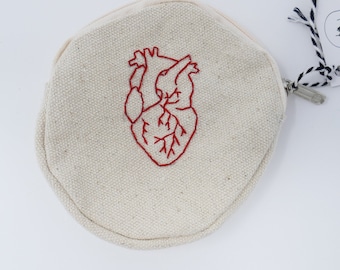 Embroidered Anatomical Heart Pouch