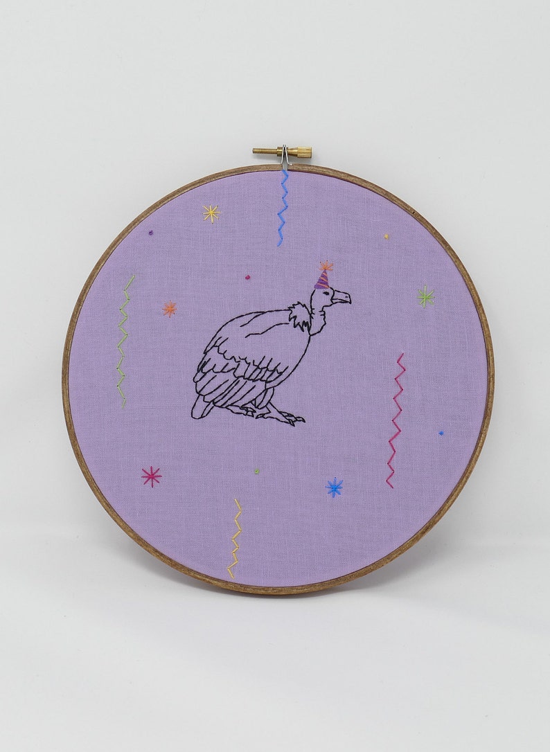 Party Vulture Embroidered Hoop Art