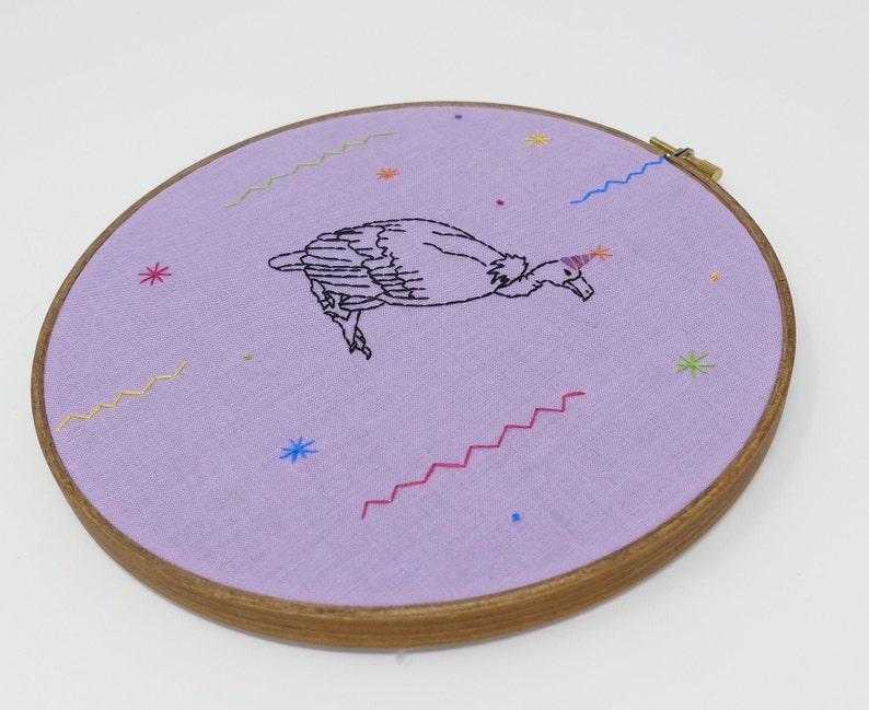 Party Vulture Embroidered Hoop Art