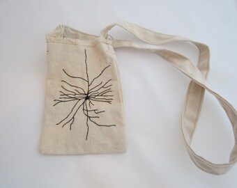 Kleine geborduurde Neuron Tote tas