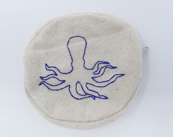 Embroidered Octopus Pouch