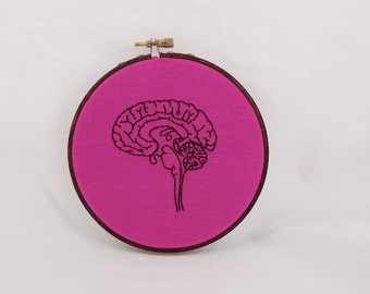 Brain and Brain Stem Embroidered Hoop Art