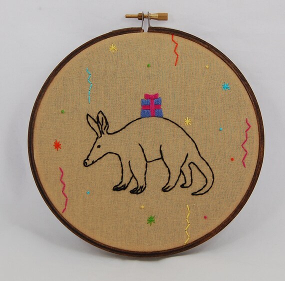 Party Vulture Embroidered Hoop Art