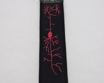 Black and Pink Neuron Embroidered Bookmark