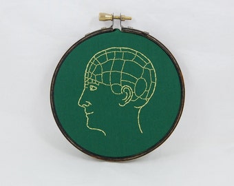 Phrenology Head Embroidered Hoop Art Ornament